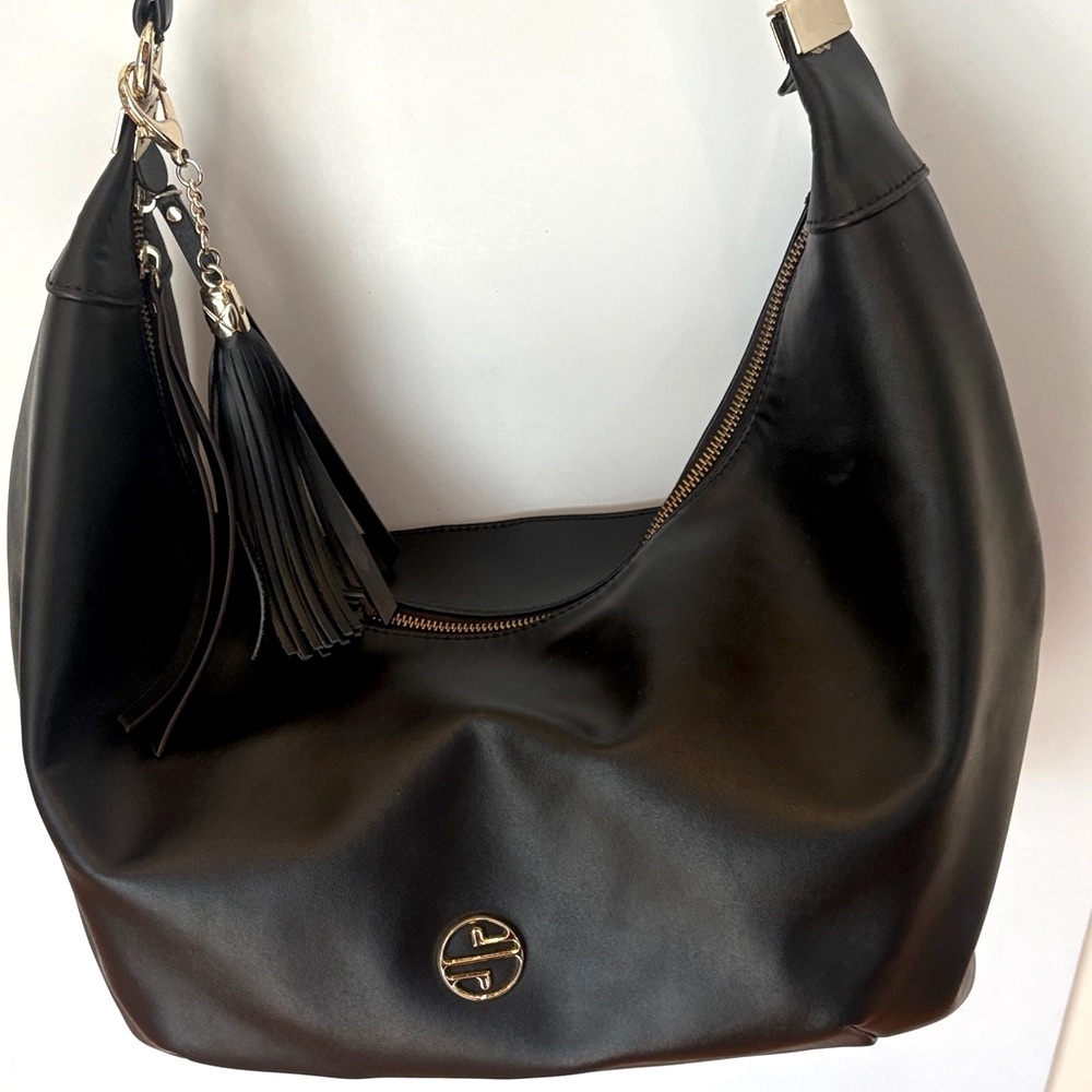 Catherine Malandrino Segolene en cuir Black Leather Hobo Bag with Tassel - Picture 3 of 8
